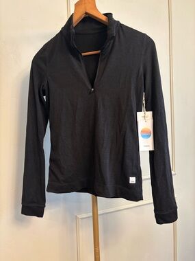 Vuori Black Quarter-Zip Halo Cowl Sweater MSRP $98 NWT Small